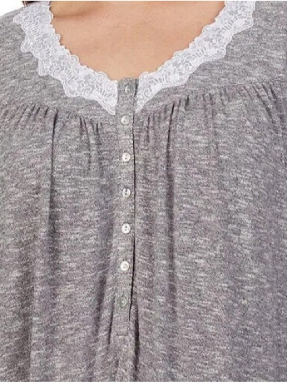Eileen West Gray Dream Sweater Knit Lace Trim Long Ballet Nightgown Small - Picture 4 of 11